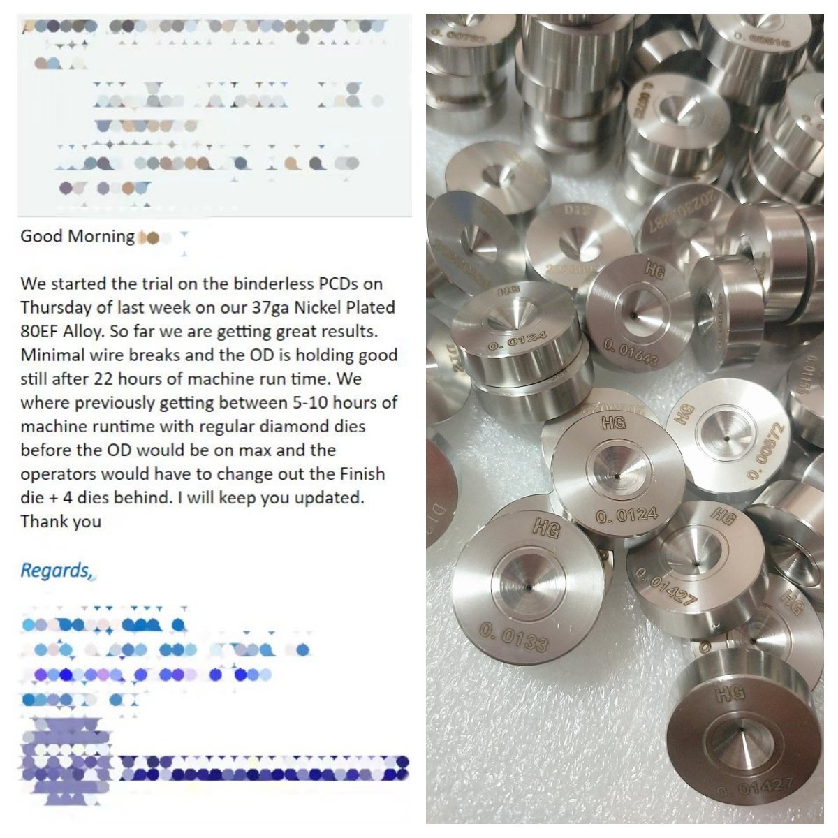 Binderless PCD Dies for Alloy Wires